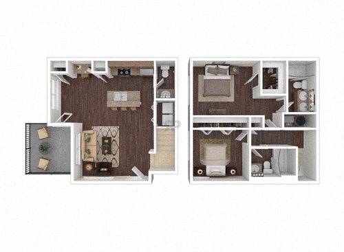 Two Bedroom Two Bathroom Floor Plan 1,110 Square Feet